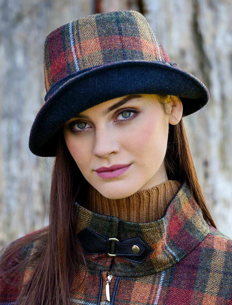 Ladies Tweed Clodagh Cap - Autumn Plaid