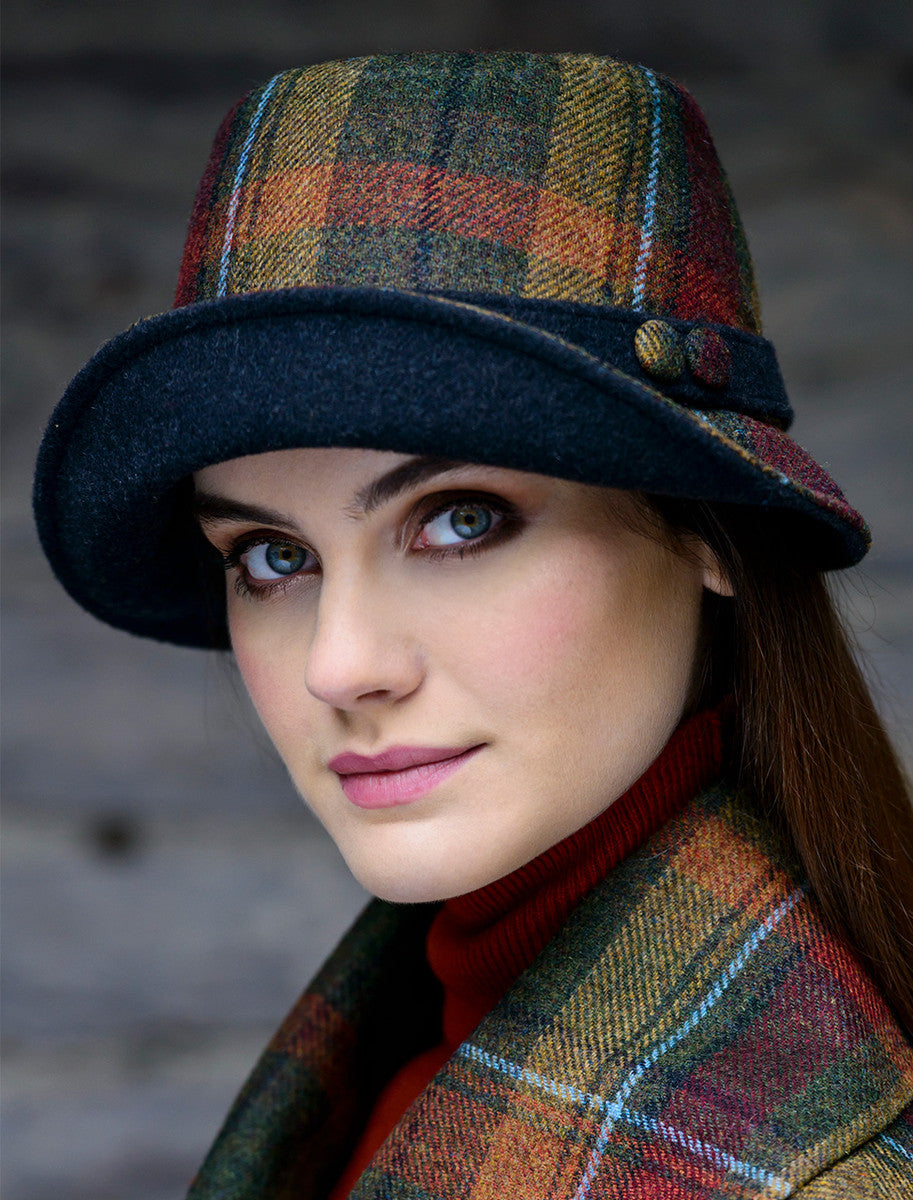 Ladies Tweed Clodagh Cap - Autumn Plaid