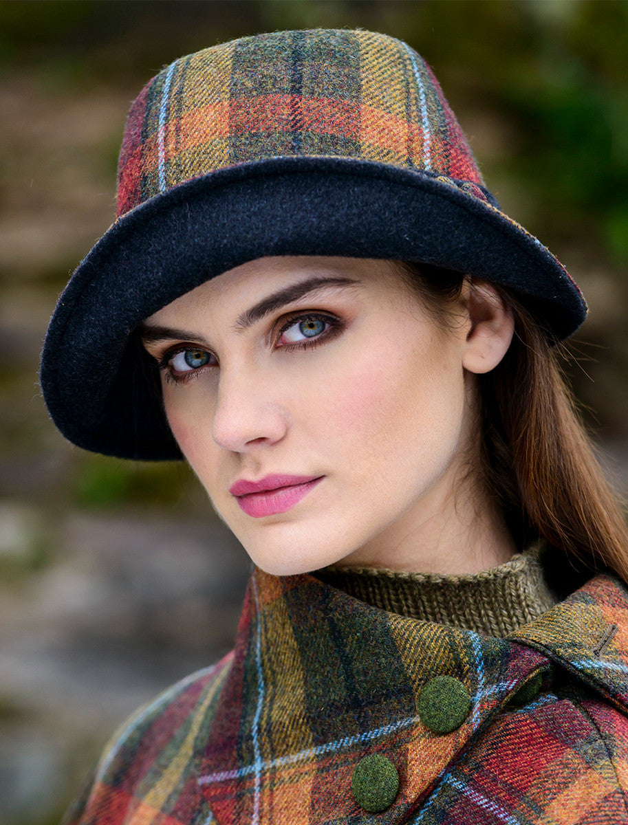 Ladies Tweed Clodagh Cap - Autumn Plaid