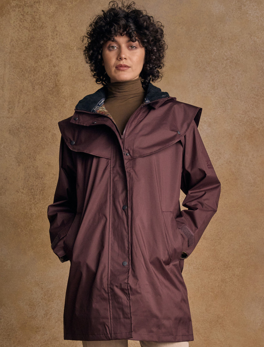 Jack Murphy Skellig Ladies Waterproof 3/4 Coat - Deep Claret