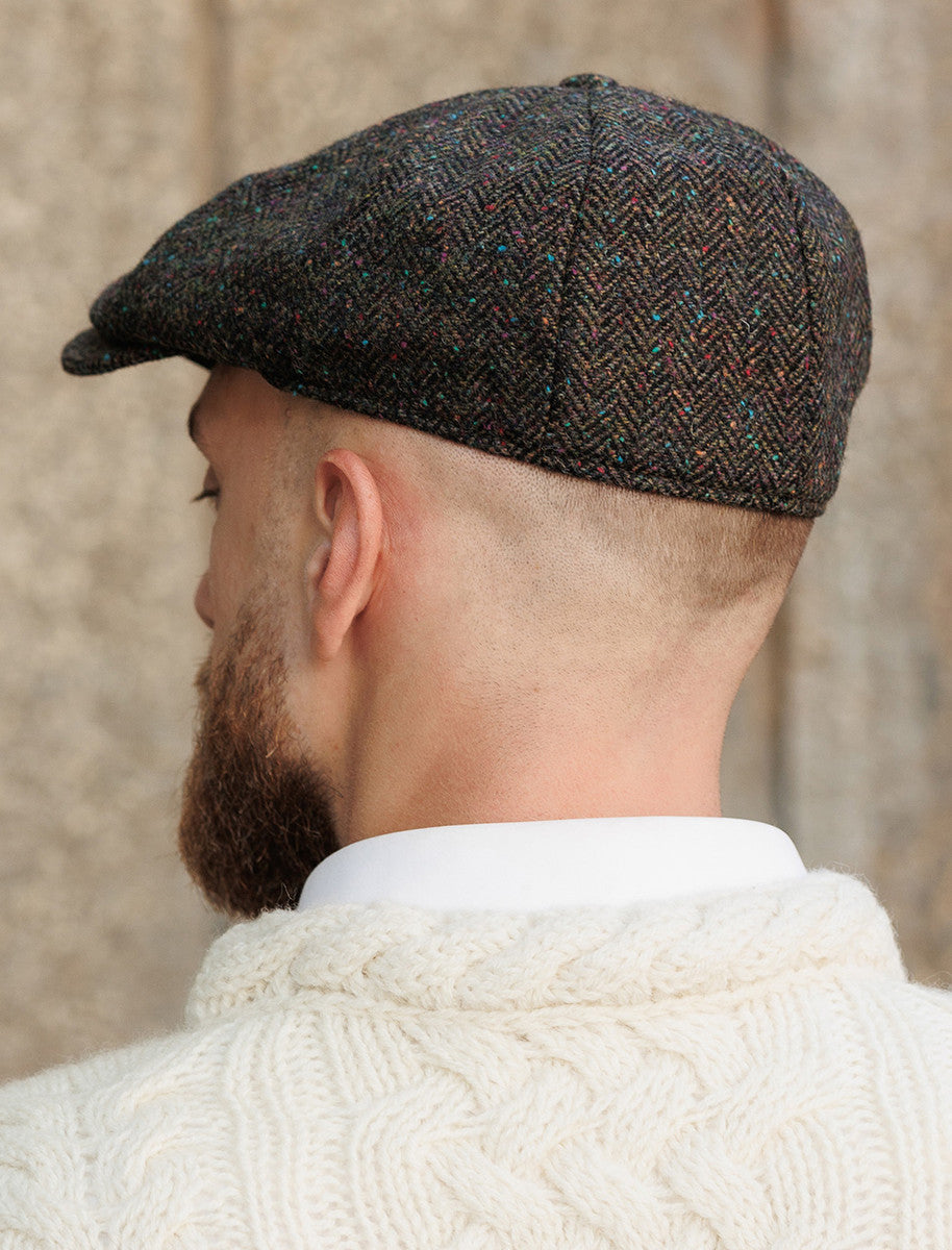 Donegal Tweed 8 Piece Panel Cap - Green Fleck