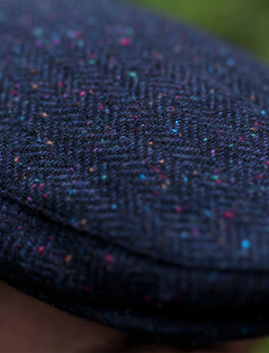 Donegal Tweed Flat Cap - Navy Fleck
