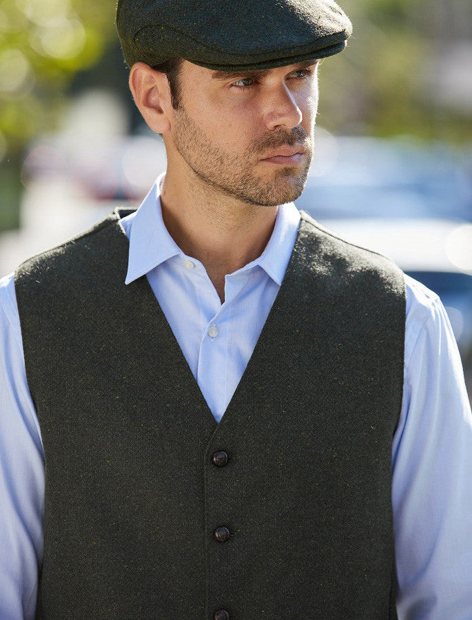 Donegal Tweed Waistcoat - Green Fleck