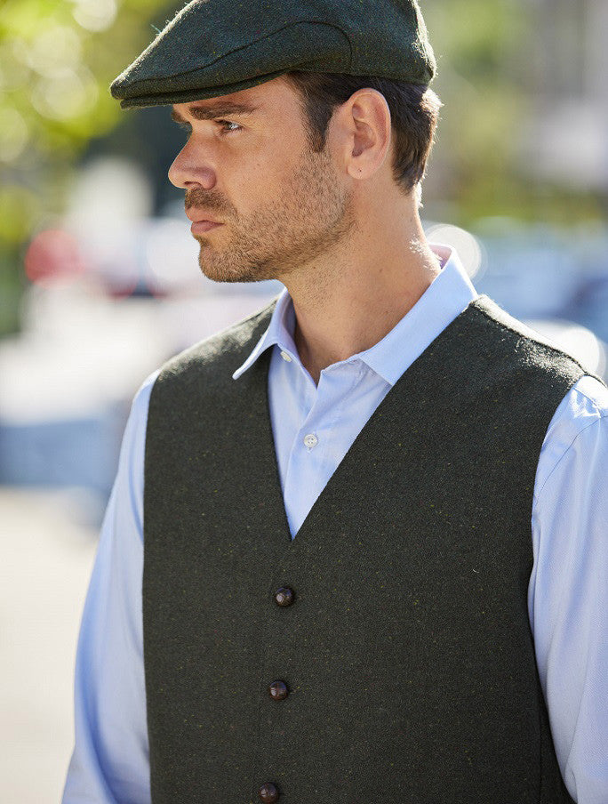 Donegal Tweed Waistcoat - Green Fleck