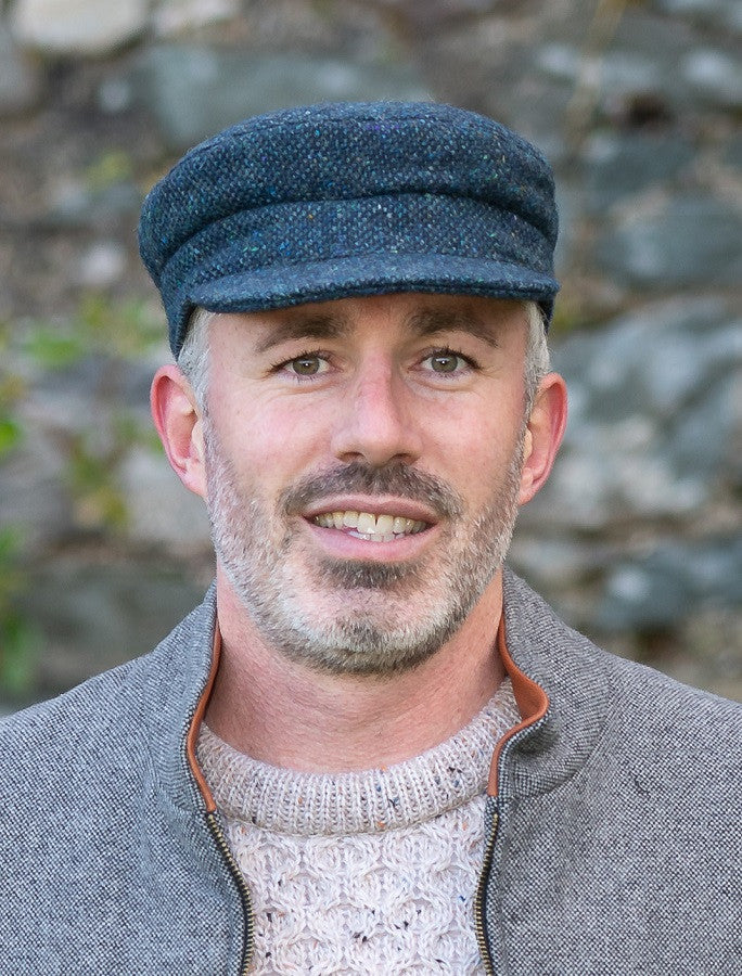 Tweed Skipper Cap- Navy Aqua Salt & Pepper