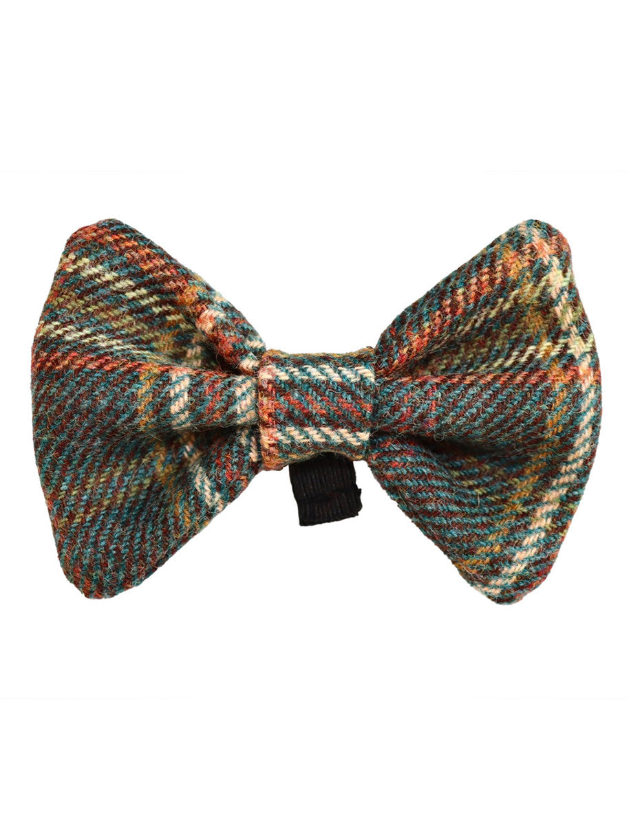 Tweed Wool Dog Dicky Bow - Bright Green Windowpane