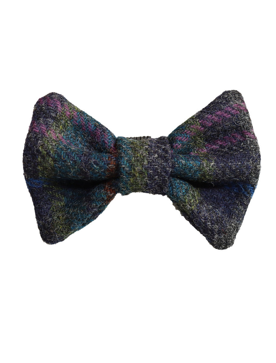 Tweed Wool Dog Dicky Bow - Navy Blue