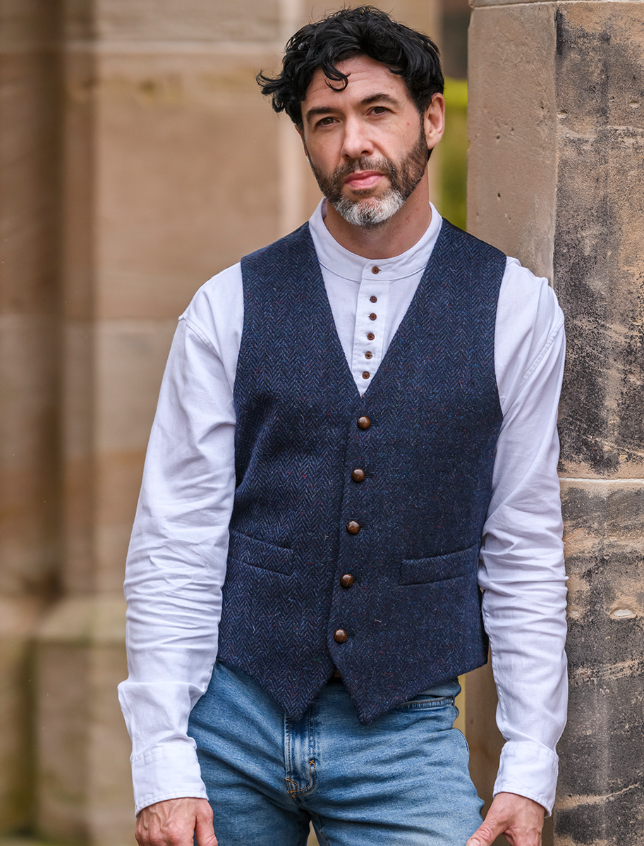 Donegal Tweed Waistcoat - Navy