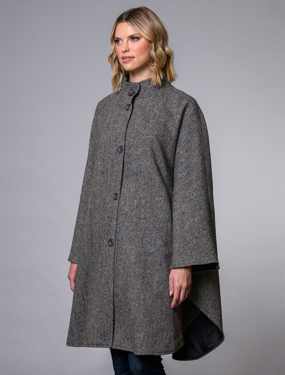 Mucros Dunloe Cape - Grey Herringbone