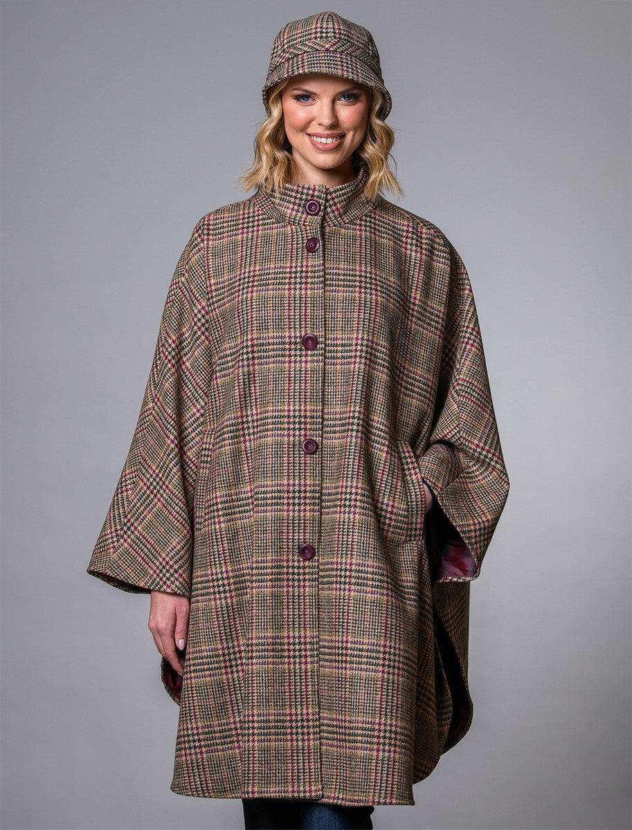 Mucros Dunloe Cape - Cream Red & Beige