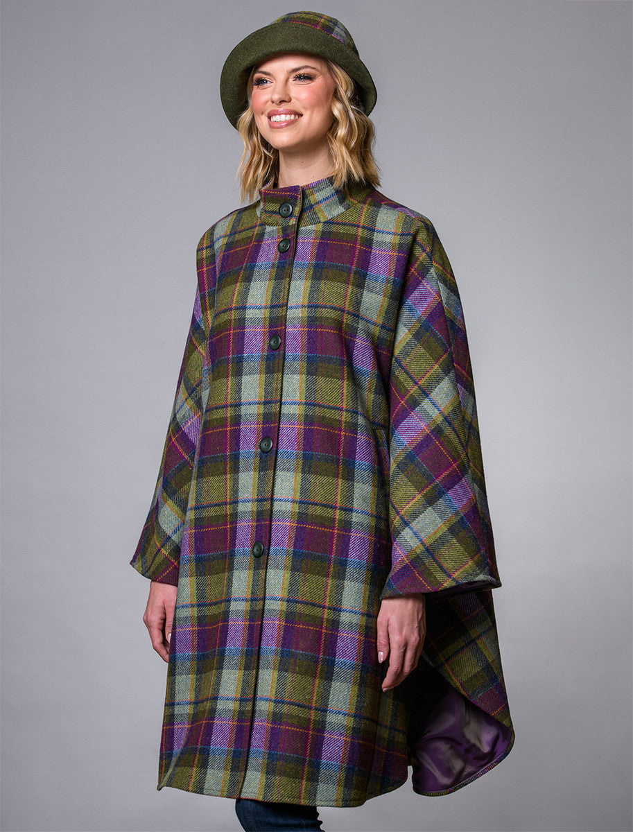 Mucros Dunloe Cape - Multi Vernal Plaid