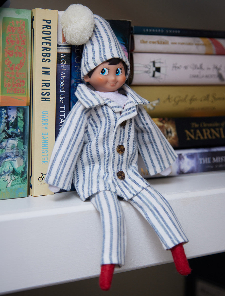 Christmas Elf Pyjama Set - Blue Stripe