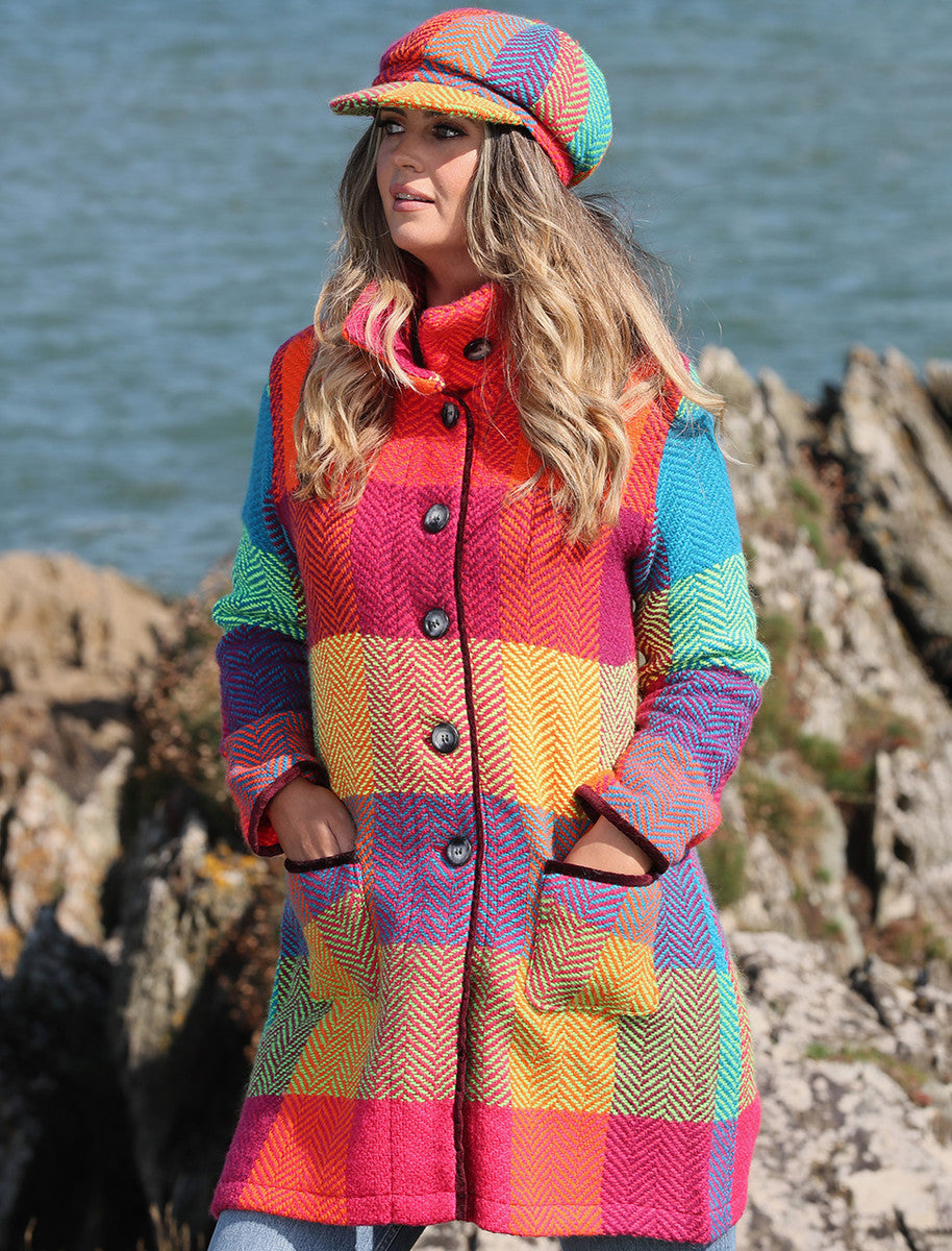Emma Tweed Herringbone Coat - Donegal Sunshine