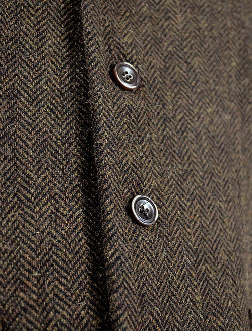 Tweed Herringbone Waistcoat - Brown