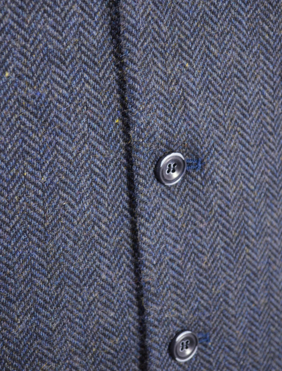 Tweed Herringbone Waistcoat - Navy