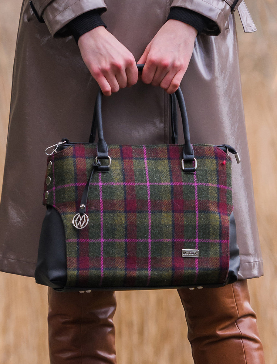 Emily Tweed & Leather Bag - Green Red Pink color_green-red-pink