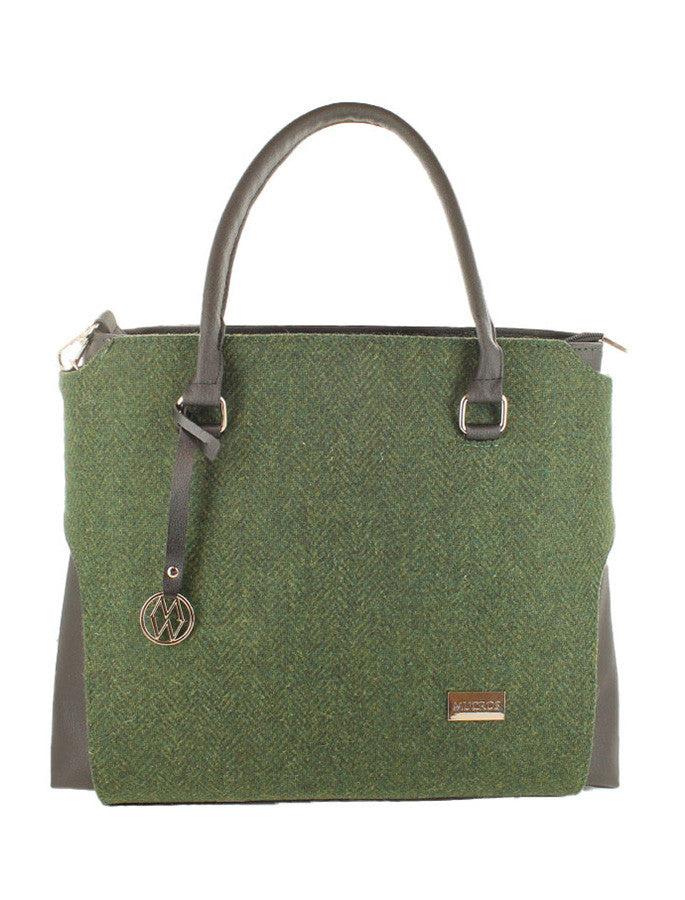 Emily Tweed & Leather Bag - Green & Yellow