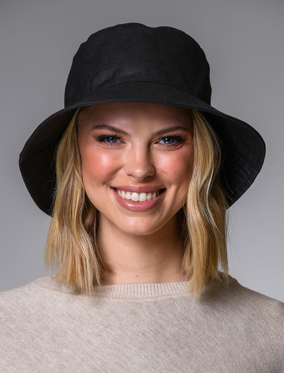 Ladies Erin Wax Bucket Hat - Black