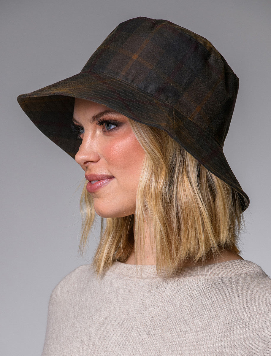 Ladies Erin Wax Bucket Hat - Tartan