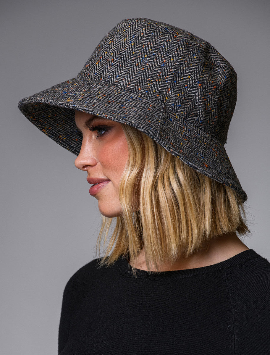 Ladies Erin Bucket Hat - Grey Herringbone