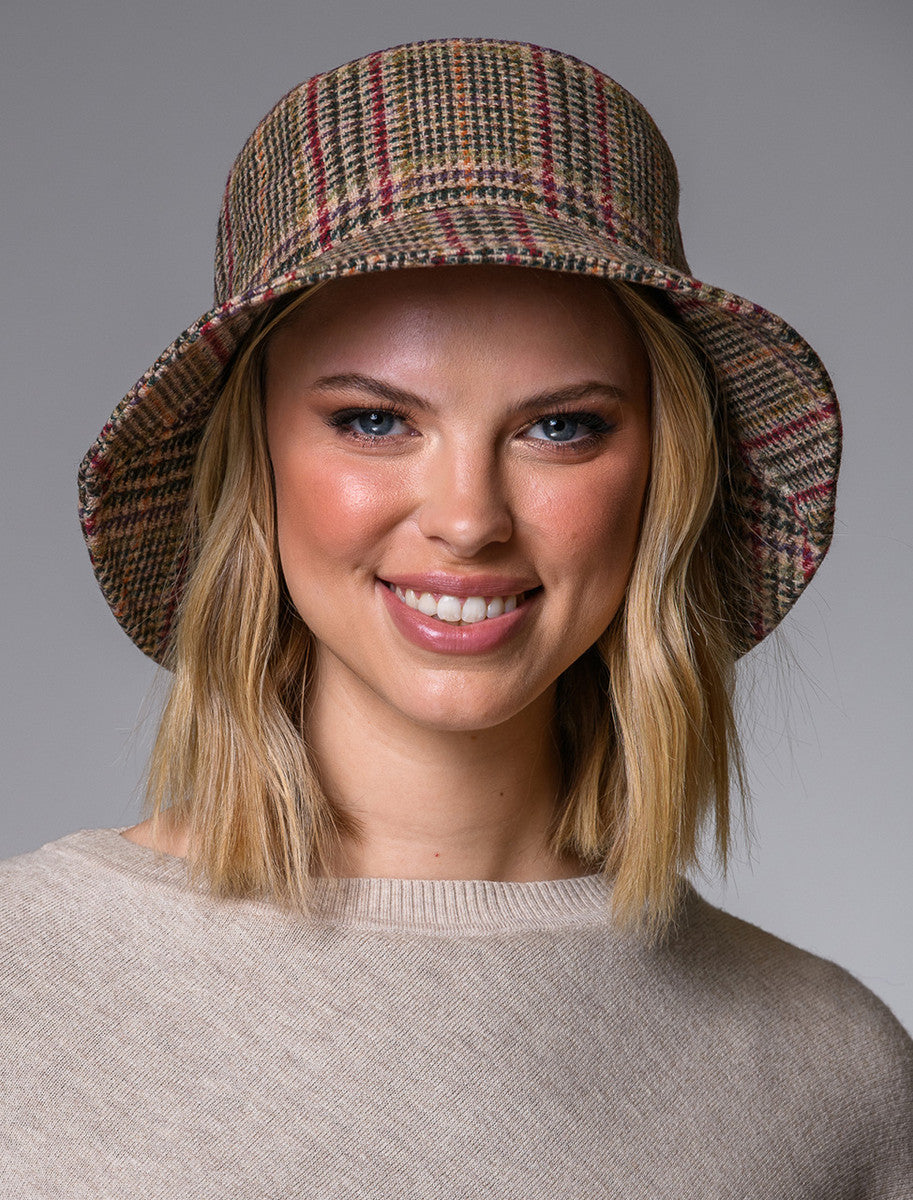 Ladies Erin Bucket Hat - Brown Orange & Burgundy