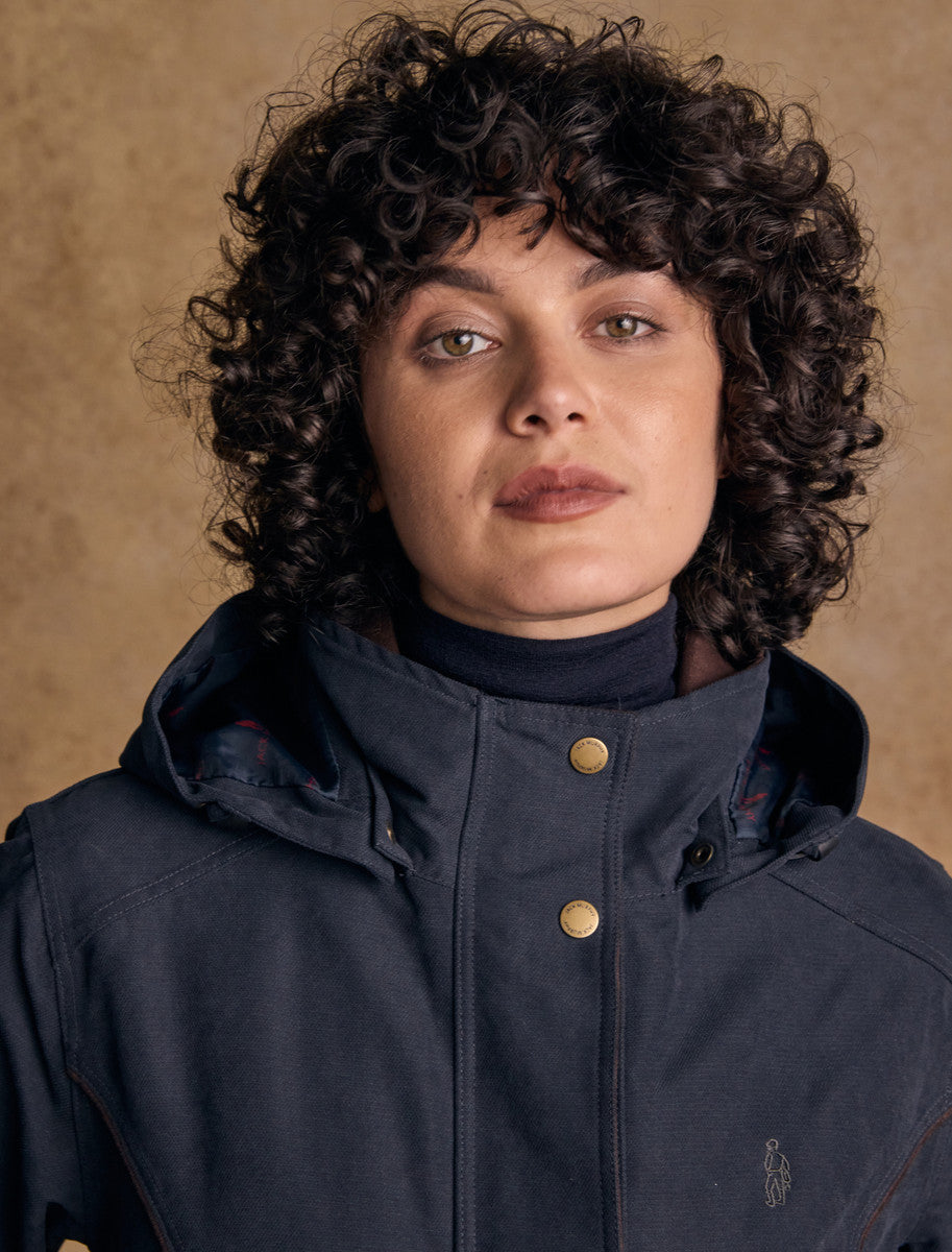 Erin Ladies Waterproof Long Riding Coat - Heritage Navy