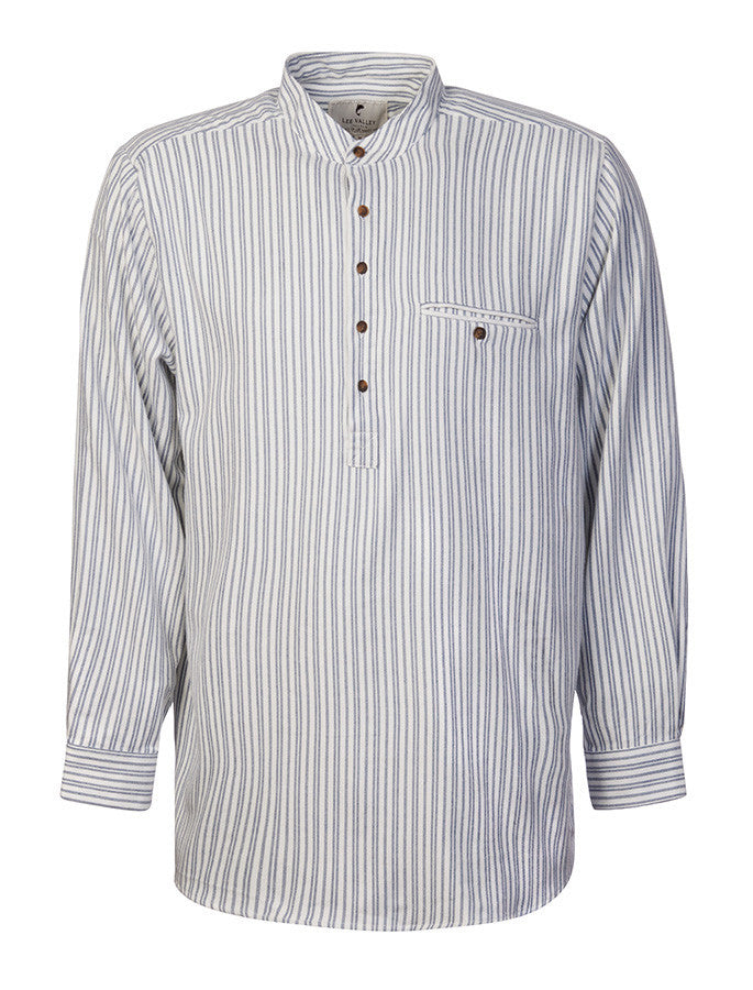 Flannel Grandfather Shirt - Blue Stripe