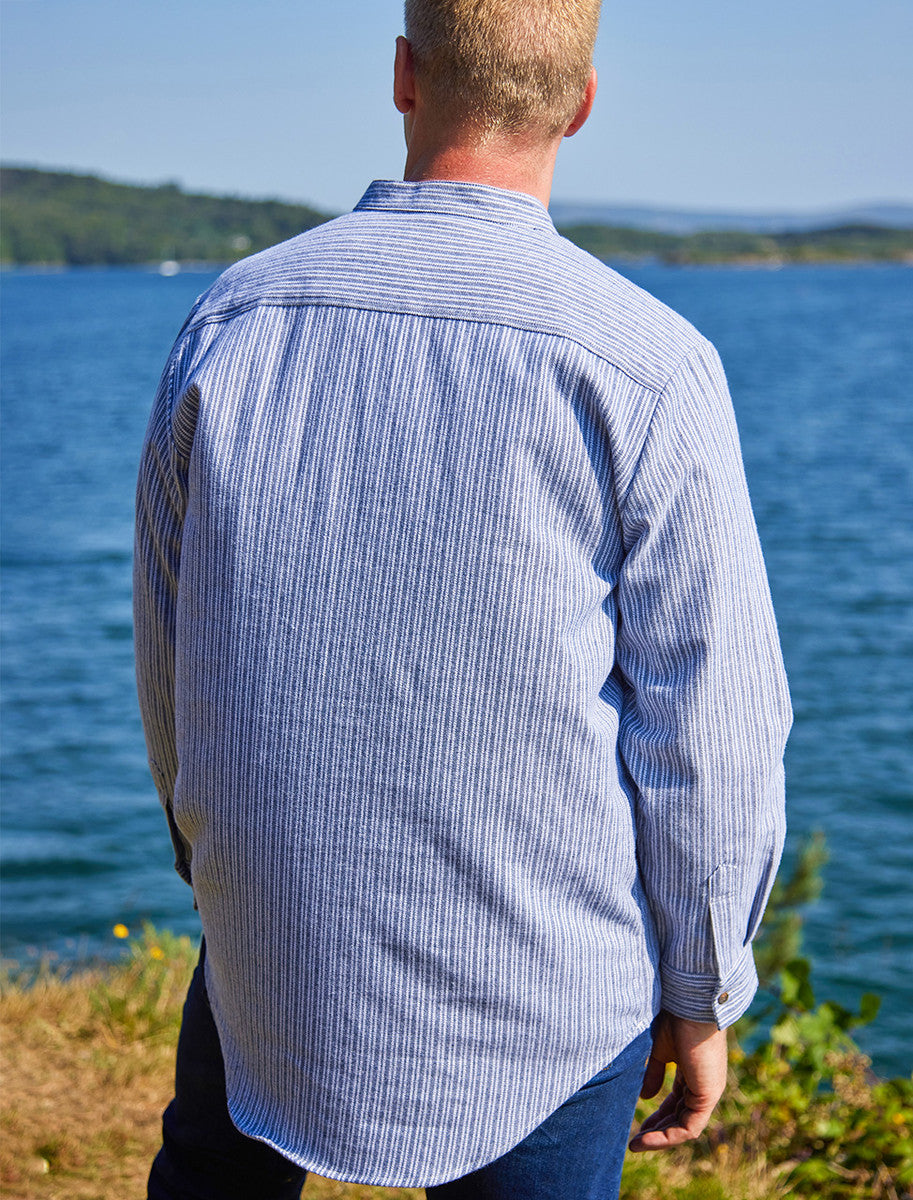 Flannel Grandfather Shirt - Grey Stripe