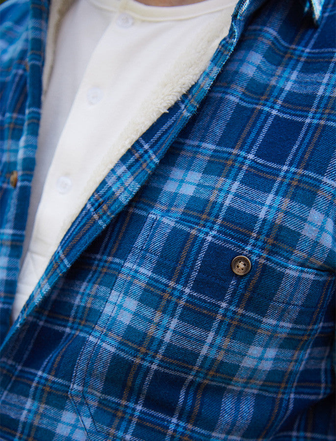 Fleece Lined Flannel Shirt - Blue Navy Tartan