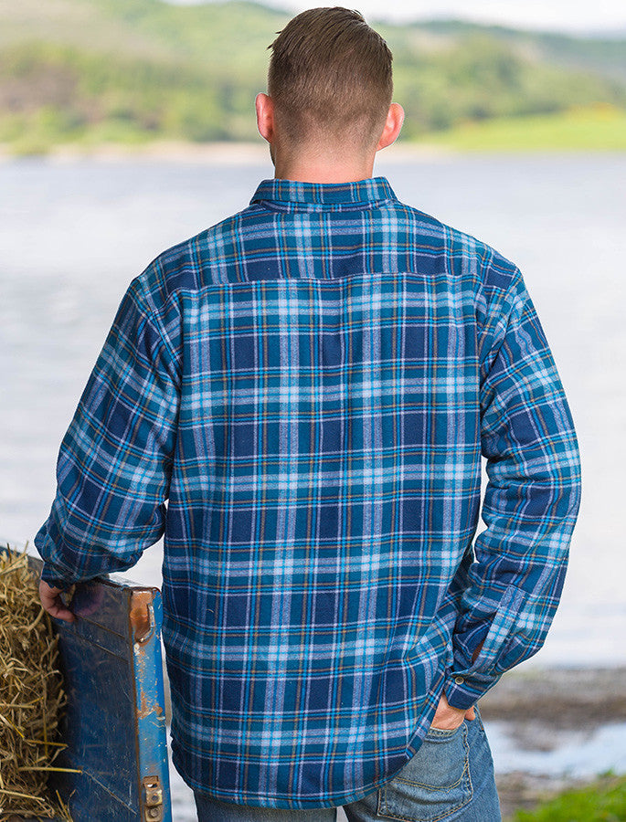 Fleece Lined Flannel Shirt - Blue Navy Tartan