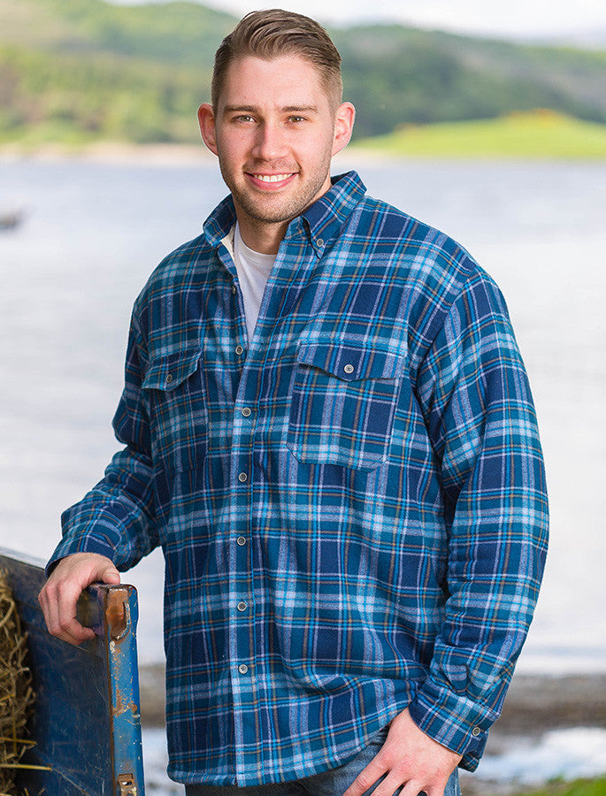 Fleece Lined Flannel Shirt - Blue Navy Tartan