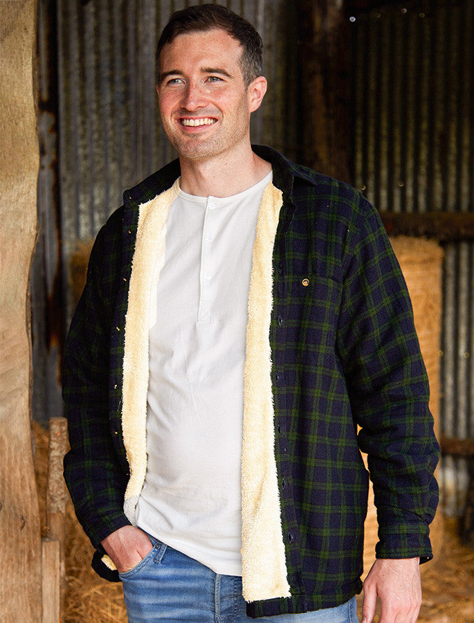 Fleece Lined Flannel Shirt - Green Blackwatch Tartan
