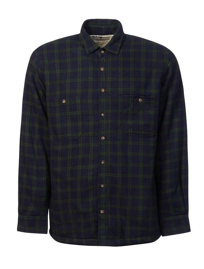 Ladies Fleece Lined Flannel Shirt - Green Blackwatch Tartan