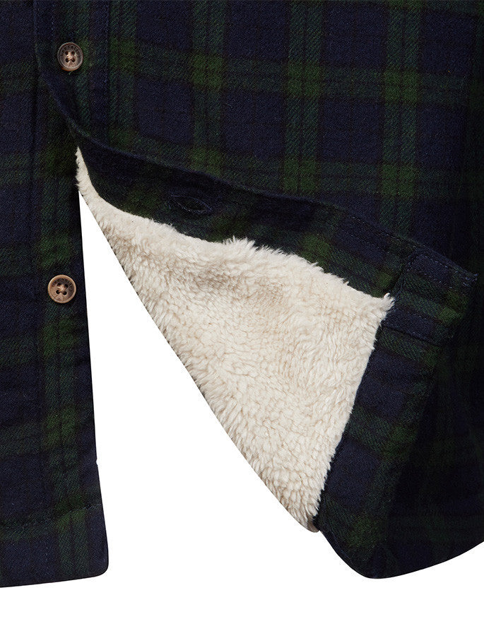 Ladies Fleece Lined Flannel Shirt - Green Blackwatch Tartan