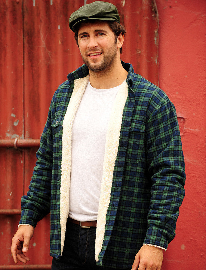 Fleece Lined Flannel Shirt - Green Blackwatch Tartan