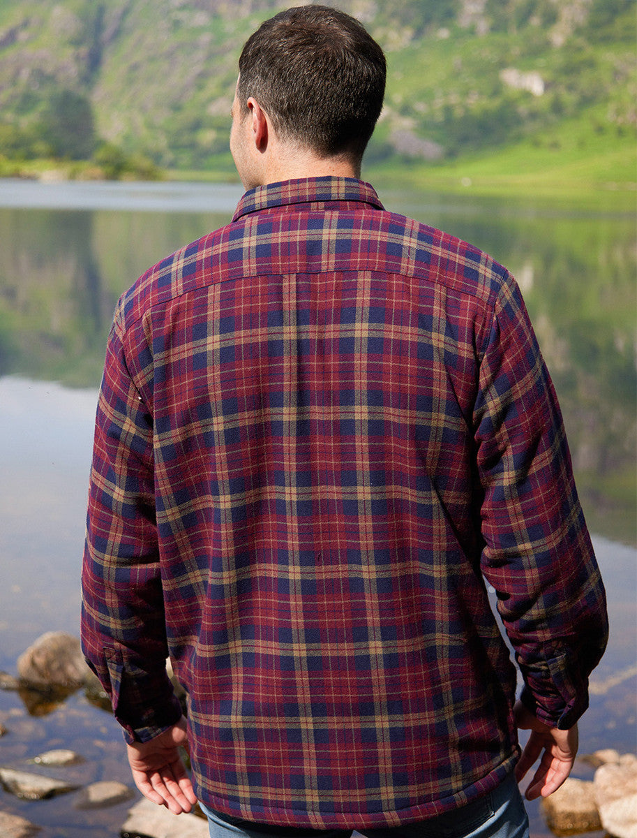 Fleece Lined Flannel Shirt - Maroon & Navy Check