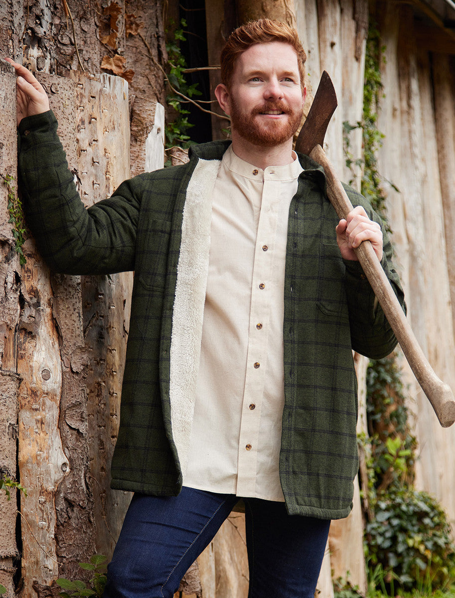 Fleece Lined Flannel Shirt - Forest Green & Black Check