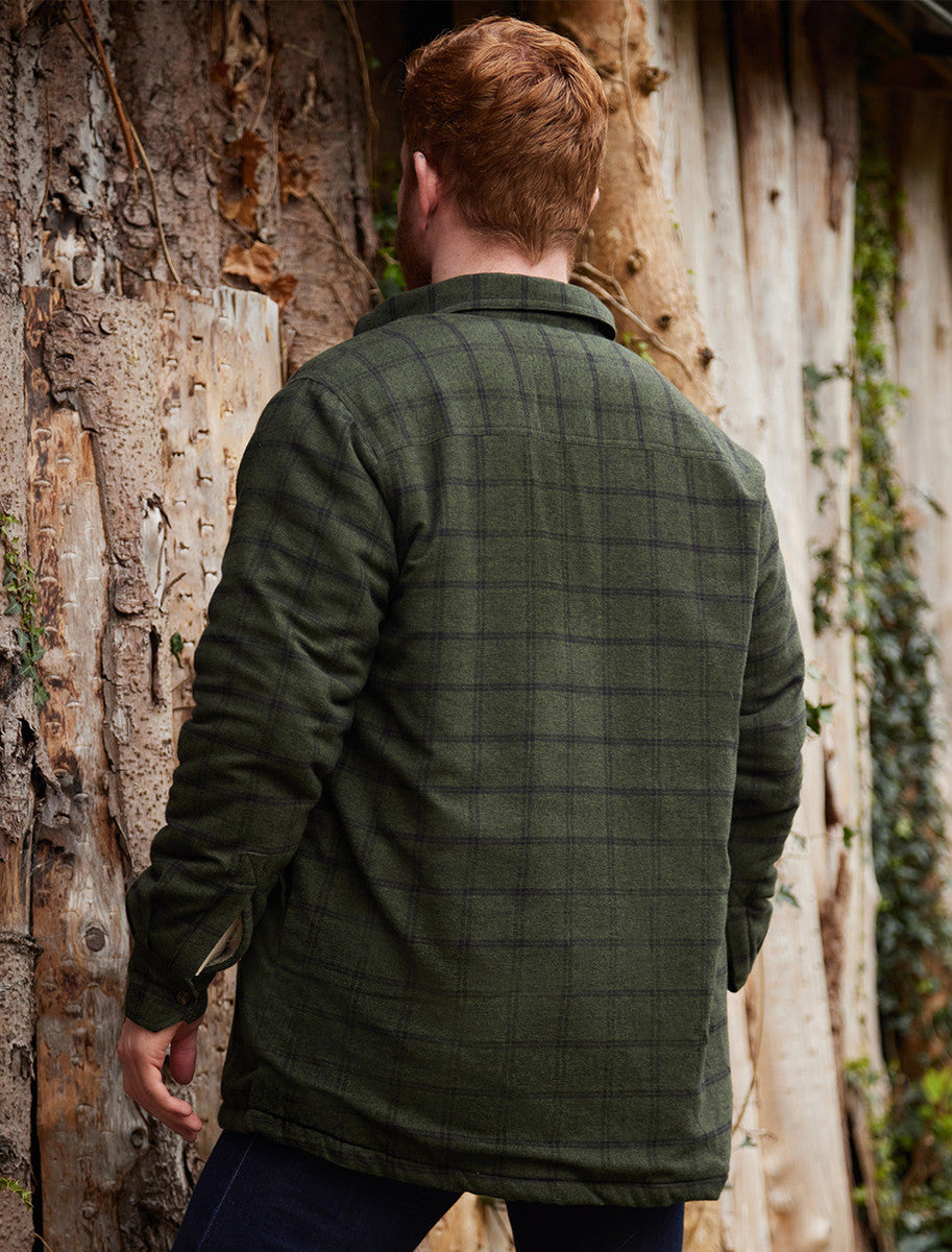 Fleece Lined Flannel Shirt - Forest Green & Black Check