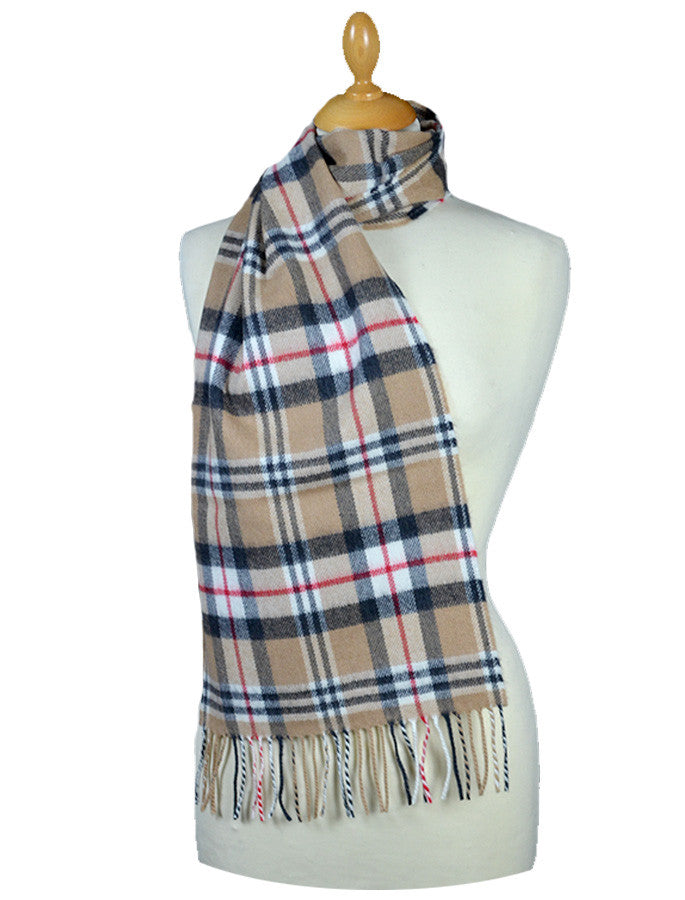 Fine Merino Plaid Scarf - Camel of Merrick