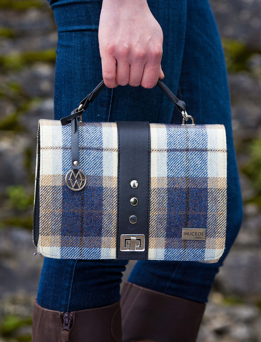 Fiona Tweed Bag - Cream Navy & Beige