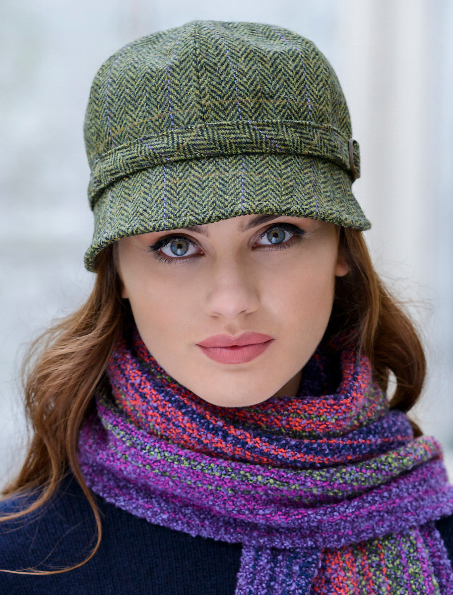 Ladies Tweed Flapper Cap - Light Green
