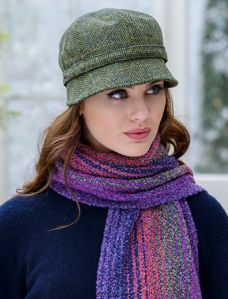 Ladies Tweed Flapper Cap - Light Green