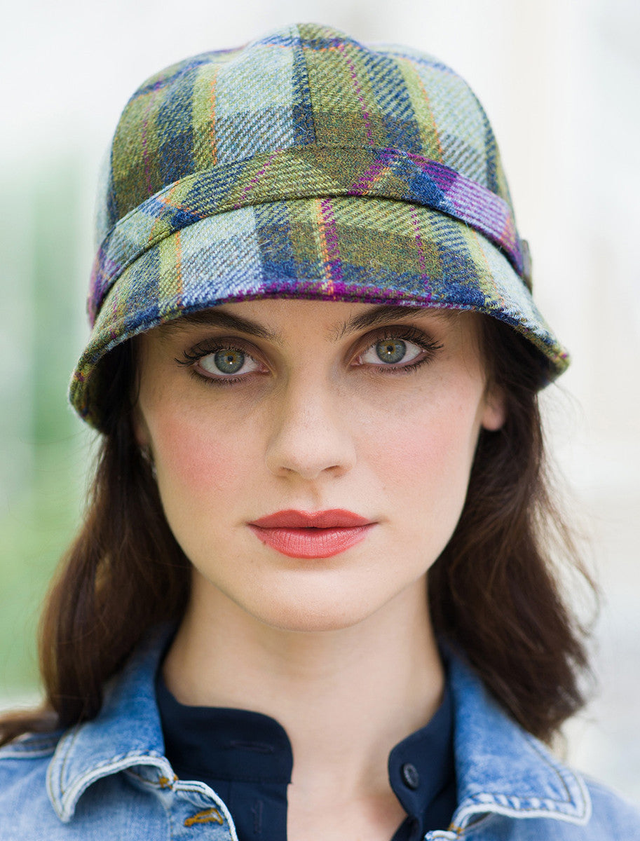 Ladies Tweed Flapper Cap - Multi Vernal Plaid