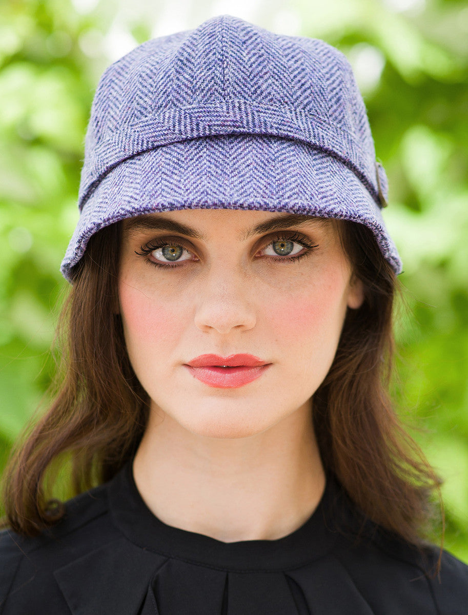 Ladies Tweed Flapper Cap - Lilac