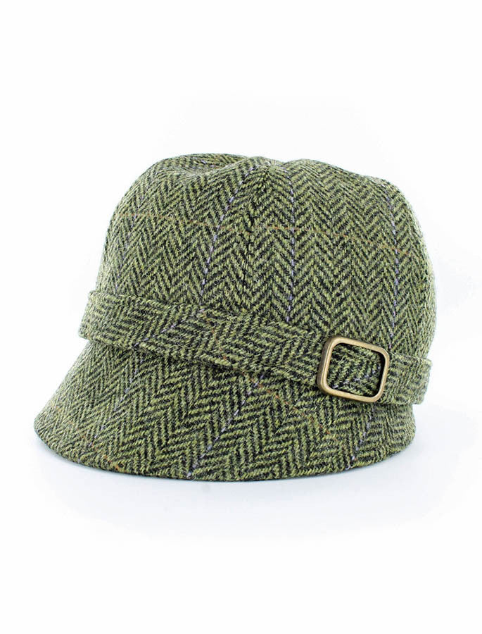 Ladies Tweed Flapper Cap - Light Green