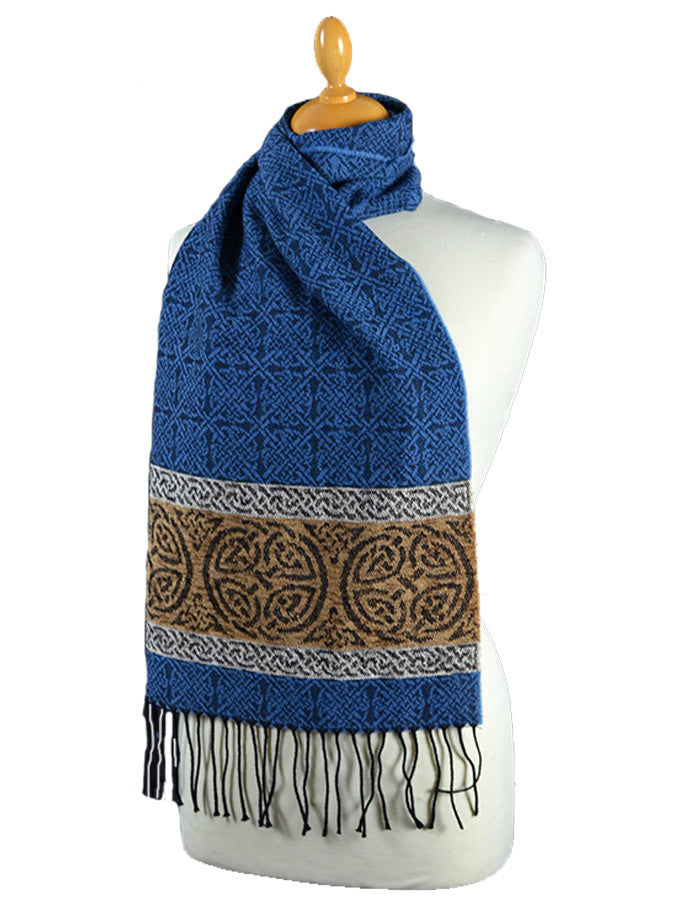 Celtic Border Pattern Scarf - Nordic Blue