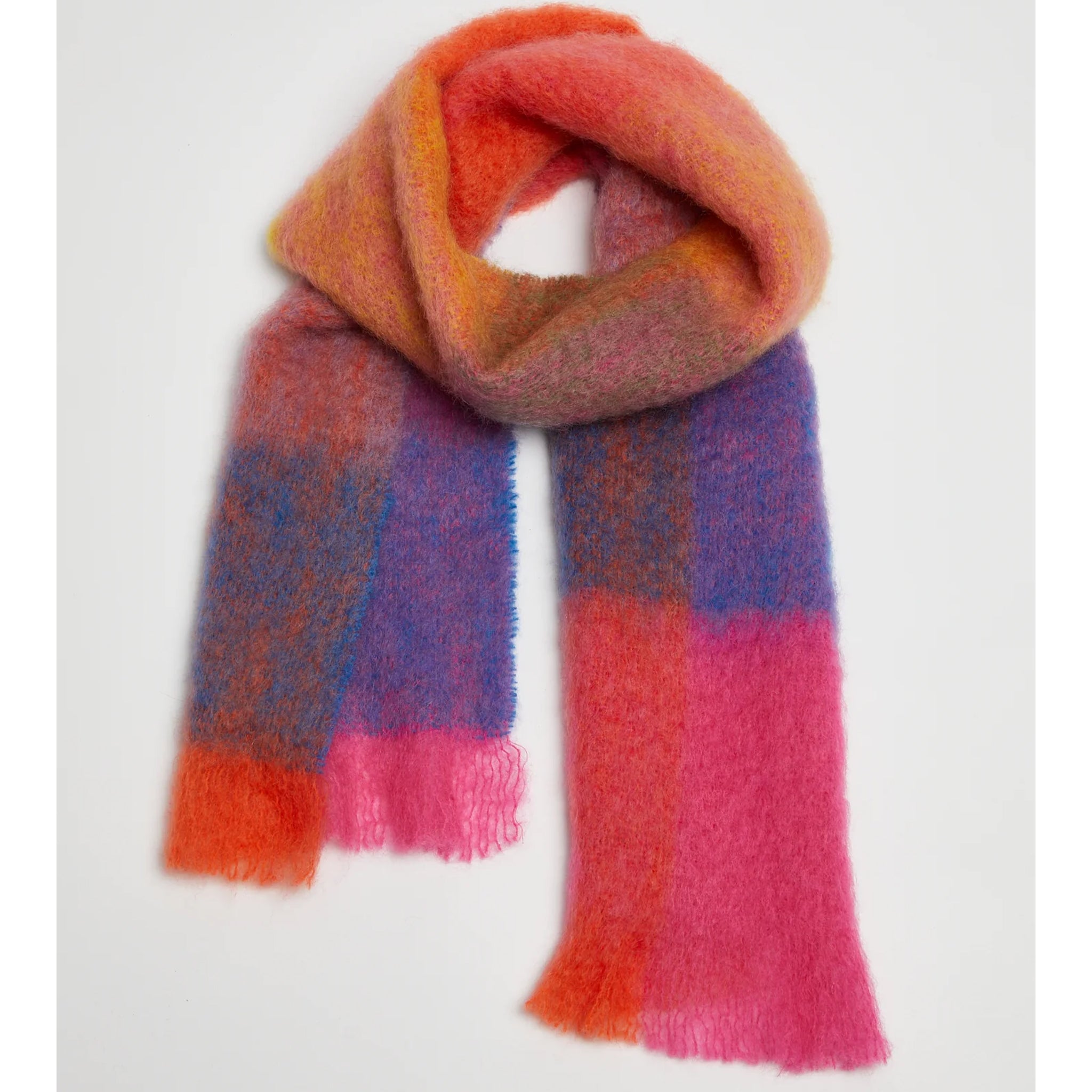 Giant Mohair Scarf - Flame Pink Block