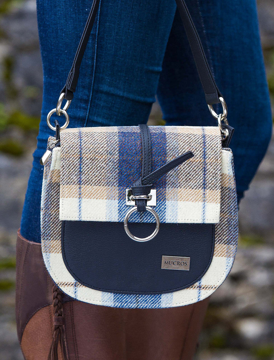 Grace Tweed Bag - Cream Navy & Beige