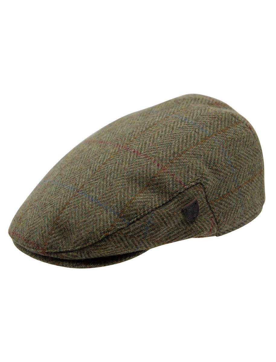 Wool Box Check Flat Cap - Kiwi Herringbone