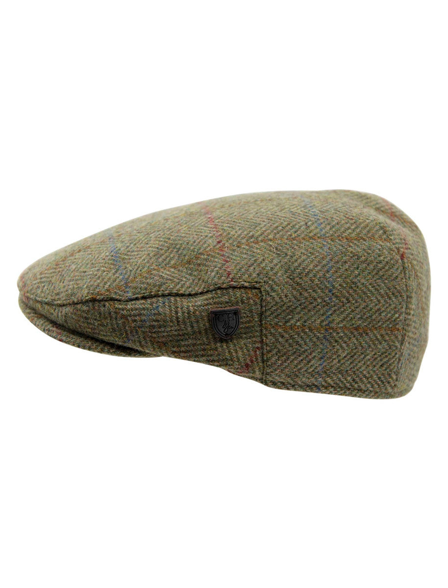 Wool Box Check Flat Cap - Kiwi Herringbone